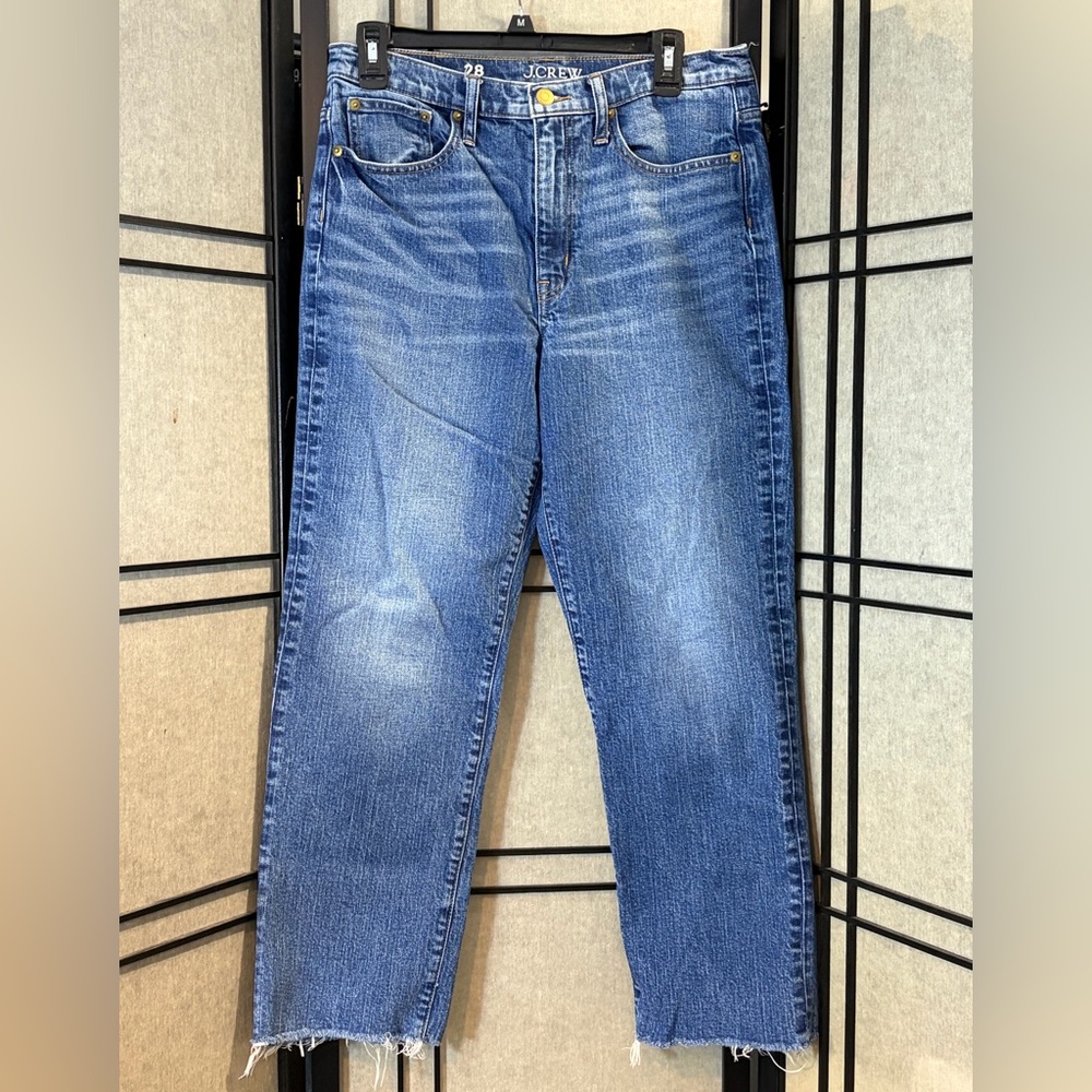 J. CREW Women’s Slim Boyfriend Jean Size 28 Ankle Cropped Raw Hem No Holes